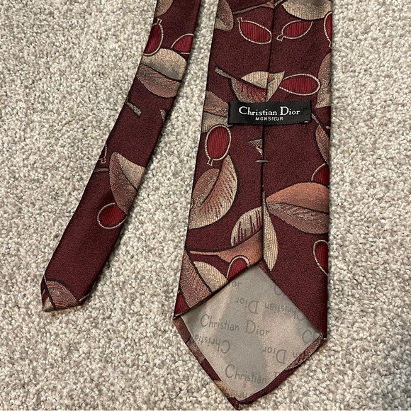 Christian Dior Monsieur Maroon Neck Tie - Picture 4 of 4